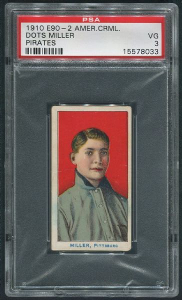 1910 American Caramel E90-2 Dots Miller PSA 3 VG