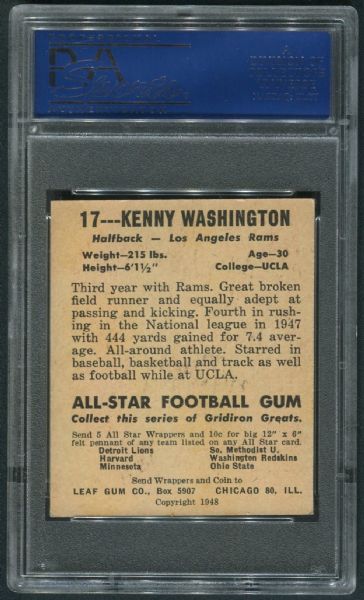 1948 Leaf #17 Kenny Washington Black Name PSA 7 OC NM