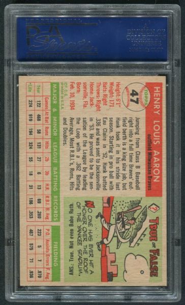 1955 Topps #47 Hank Aaron PSA 7 NM