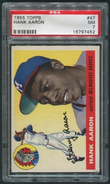 1955 Topps #47 Hank Aaron PSA 7 NM