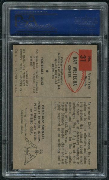 1954 Bowman #31 Ray Wietecha PSA 8 NM-MT