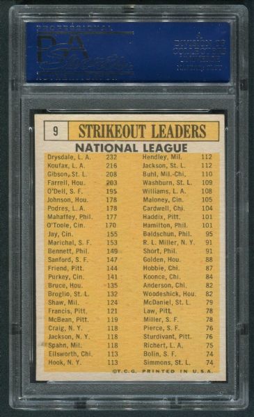 1963 Topps #9 N.L. Strikeout Leaders PSA 8 NM-MT