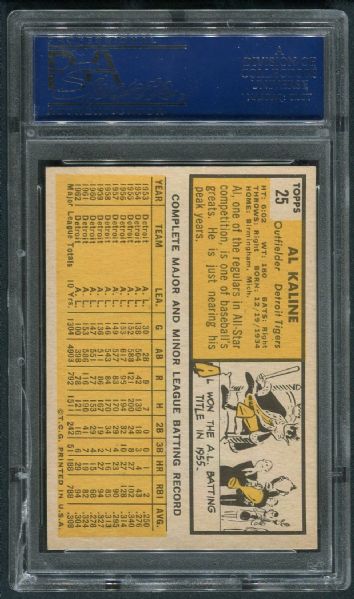 1963 Topps #25 Al Kaline PSA 7 NM