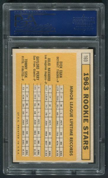 1963 Topps #169 Rookie Stars w/ Gaylord Perry PSA 8 NM-MT