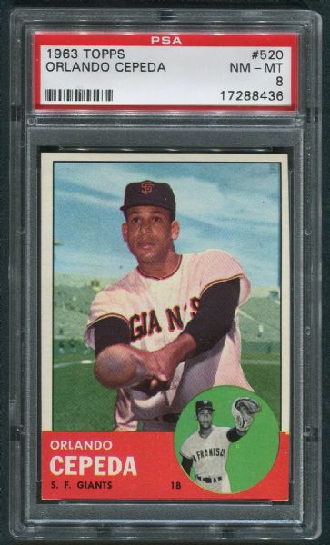 1963 Topps #520 Orlando Cepeda PSA 8 NM-MT