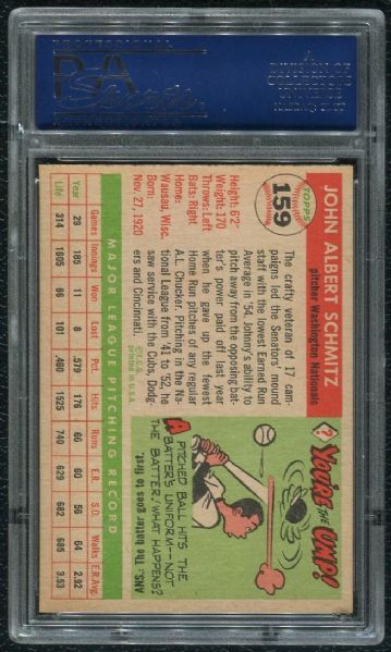 1955 Topps #159 Johnny Schmitz PSA 9 MINT