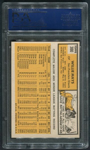 1963 Topps #300 Willie Mays PSA 8 NM-MT