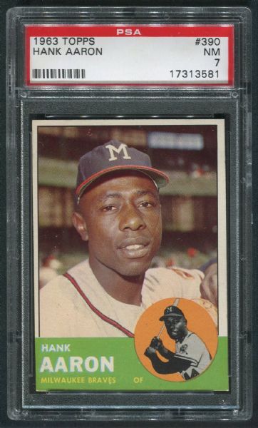 1963 Topps #390 Hank Aaron PSA 7 NM