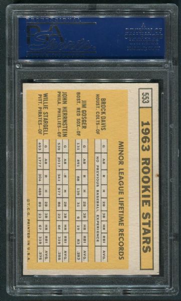 1963 Topps #553 Rookie Stars w/ Willie Stargell Rookie PSA 7 NM