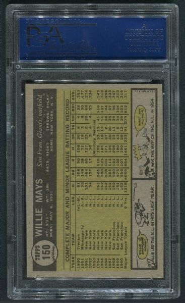 1961 Topps #150 Willie Mays PSA 7 NM