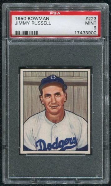 1950 Bowman #223 Jimmy Russell PSA 9 MINT - 1 of 3