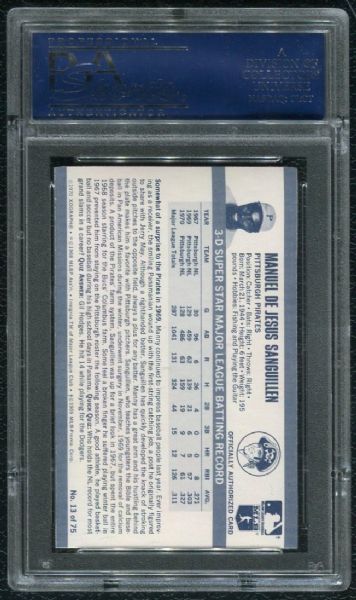 1971 Kellogg's #13 Manny Sanguillen PSA 10 GEM MINT