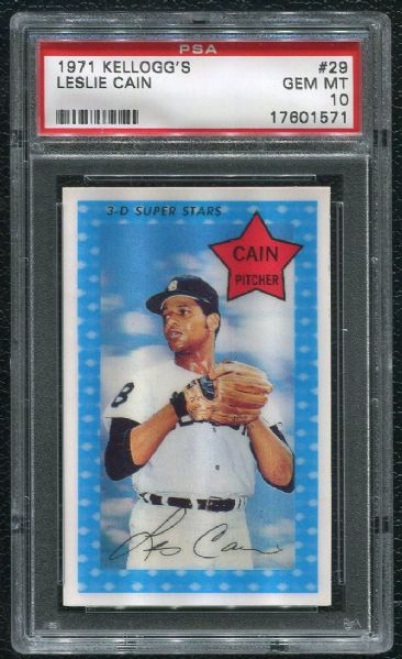 1971 Kellogg's #29 Leslie Cain PSA 10 GEM MINT