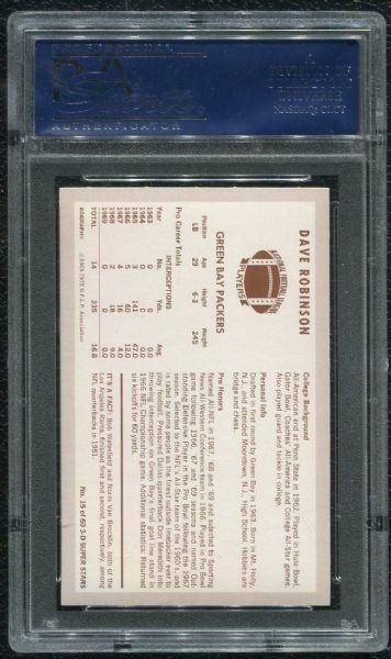 1970 Kellogg's #15 Dave Robinson PSA 10 GEM MINT