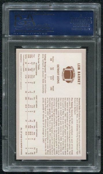 1970 Kellogg's #37 Lem Barney PSA 10 GEM MINT