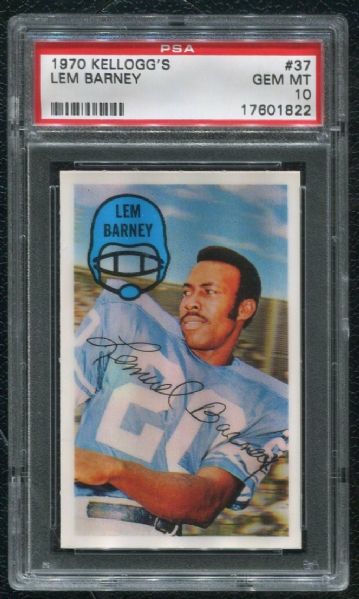 1970 Kellogg's #37 Lem Barney PSA 10 GEM MINT