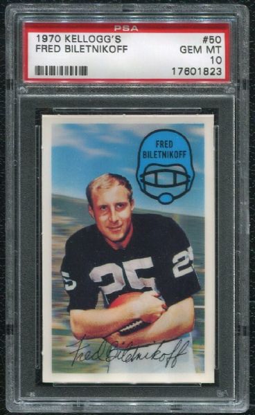 1970 Kellogg's #50 Fred Biletnikoff PSA 10 GEM MINT