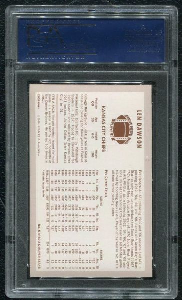 1970 Kellogg's #6 Len Dawson PSA 10 GEM MINT