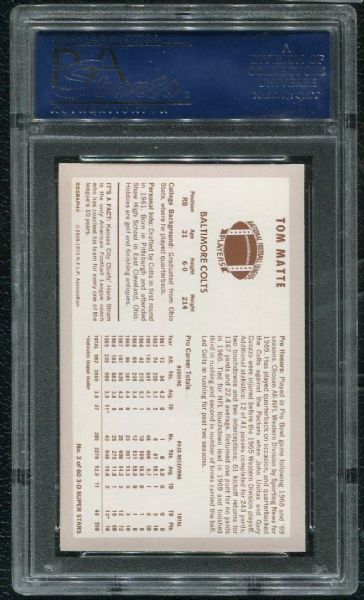 1970 Kellogg's #3 Tom Matte PSA 10 GEM MINT