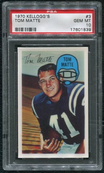 1970 Kellogg's #3 Tom Matte PSA 10 GEM MINT