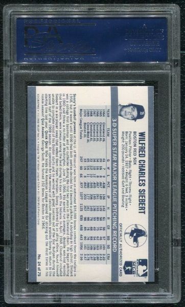 1971 Kellogg's #24 Sonny Siebert (SO 1054) PSA 10 GEM MINT