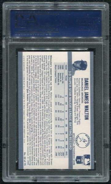 1971 Kellogg's #22 Danny Walton PSA 10 GEM MINT