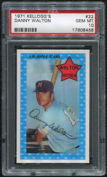 1971 Kellogg's #22 Danny Walton PSA 10 GEM MINT