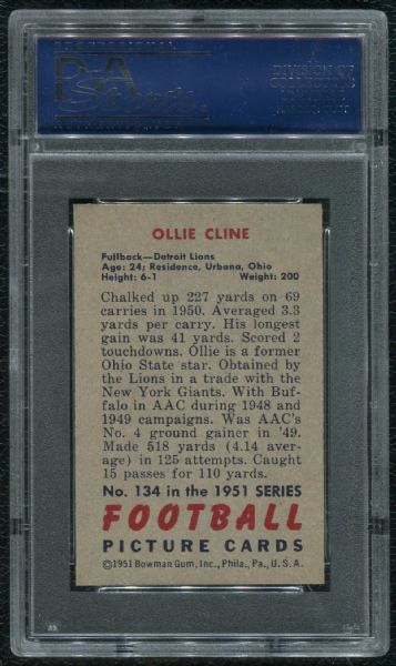 1951 Bowman #134 Ollie Cline PSA 8 NM-MT