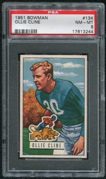 1951 Bowman #134 Ollie Cline PSA 8 NM-MT