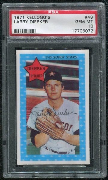 1971 Kellogg's #48 Larry Dierker PSA 10 GEM MINT