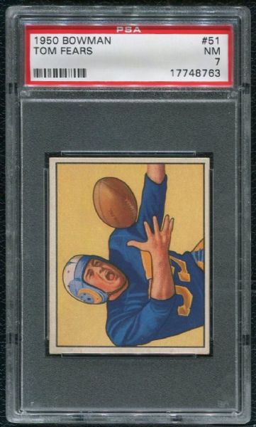 1950 Bowman #51 Tom Fears Rookie PSA 7 NM