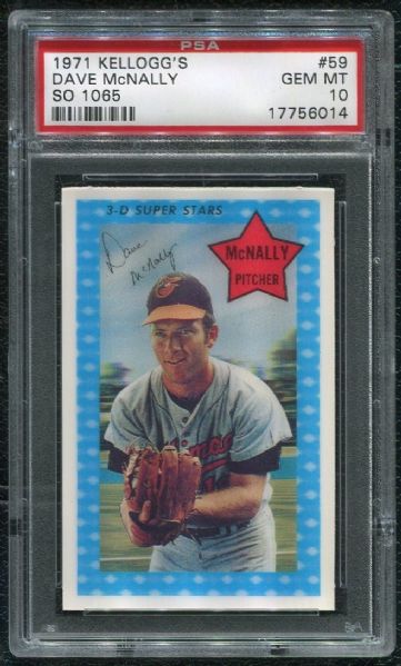 1971 Kellogg's #59 Dave McNally PSA 10 GEM MINT