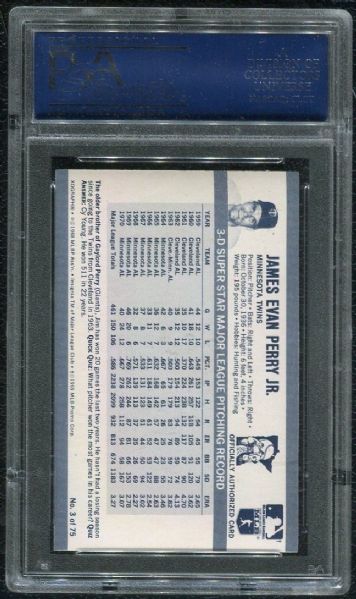 1971 Kellogg's #3 Jim Perry PSA 10 GEM MINT