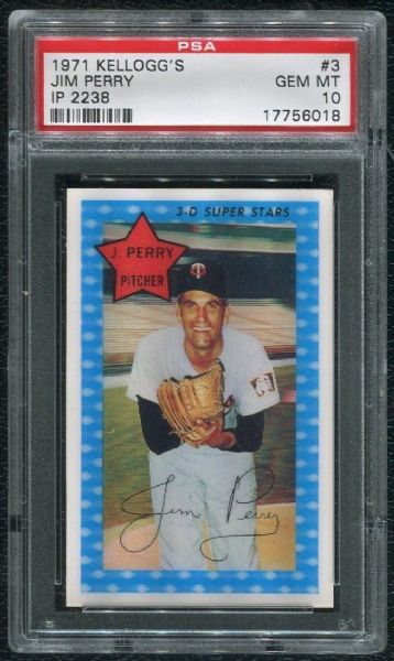 1971 Kellogg's #3 Jim Perry PSA 10 GEM MINT