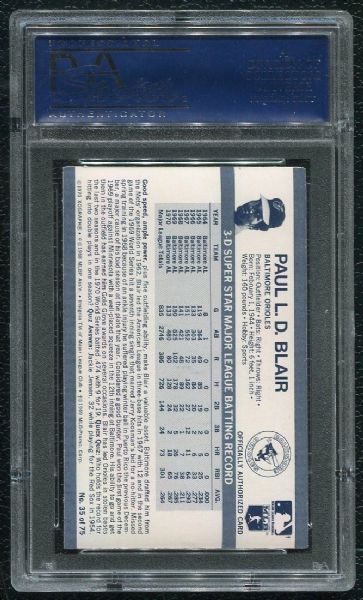 1971 Kellogg's #35 Paul Blair PSA 10 GEM MINT