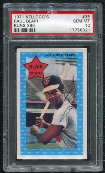 1971 Kellogg's #35 Paul Blair PSA 10 GEM MINT