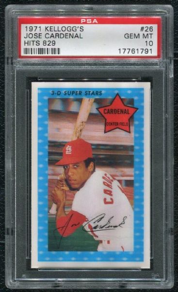 1971 Kellogg's #26 Jose Cardenal PSA 10 GEM MINT