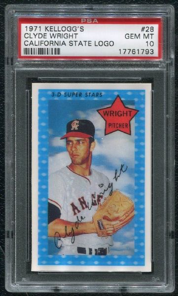 1971 Kellogg's #28 Clyde Wright PSA 10 GEM MINT