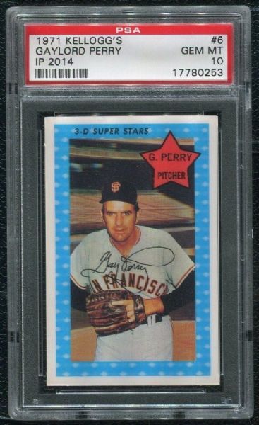 1971 Kellogg's #6 Gaylord Perry PSA 10 GEM MINT