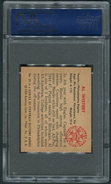 1950 Bowman #59 Whitey Wistert PSA 8 NM-MT