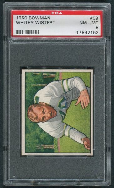 1950 Bowman #59 Whitey Wistert PSA 8 NM-MT