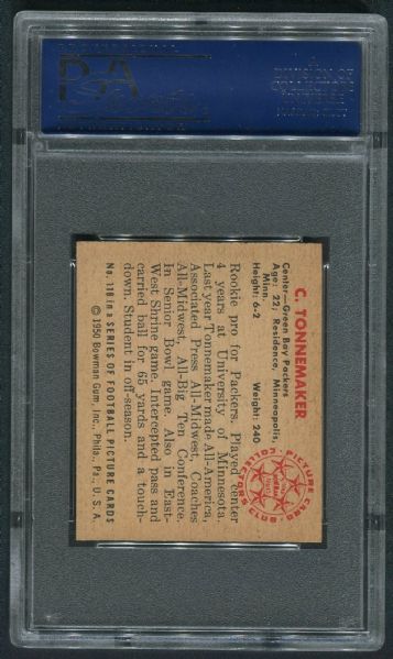 1950 Bowman #118 Clayton Tonnemaker PSA 8 NM-MT