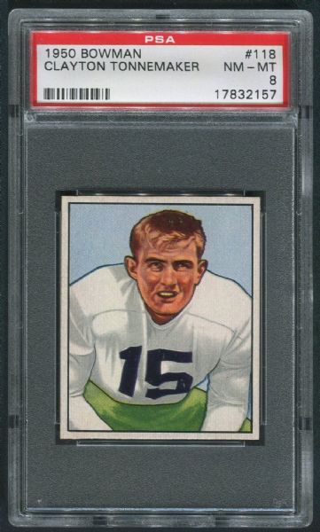 1950 Bowman #118 Clayton Tonnemaker PSA 8 NM-MT