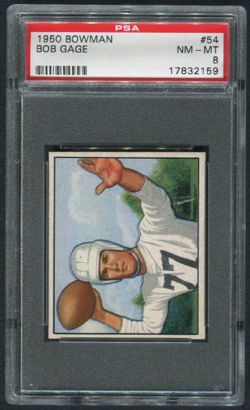 1950 Bowman #54 Bob Gage PSA 8 NM-MT