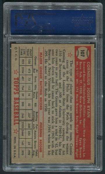 1952 Topps #107 Connie Ryan PSA 8 NM-MT