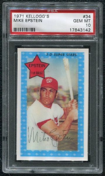 1971 Kellogg's #34 Mike Epstein PSA 10 GEM MINT