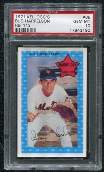 1971 Kellogg's #66 Bud Harrelson PSA 10 GEM MINT