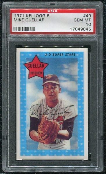 1971 Kellogg's #49 Mike Cuellar PSA 10 GEM MINT