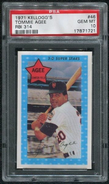 1971 Kellogg's #46 Tommie Agee PSA 10 GEM MINT