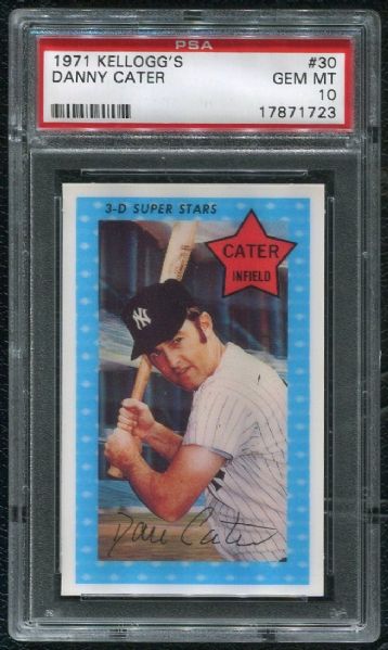 1971 Kellogg's #30 Danny Cater PSA 10 GEM MINT